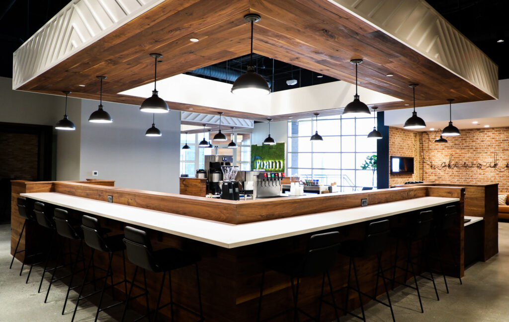Roam's full service coffee bar from which surplus food is recovered