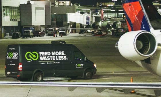 Goodr van recovering surplus food from Hartsfield Jackson Atlanta International Airport